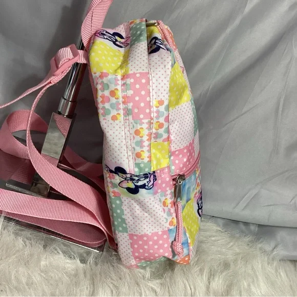 Disney Minnie Mouse Girlie Mini Backpack Toddlers Up Pink Yellow CUTE - Picture 5 of 10